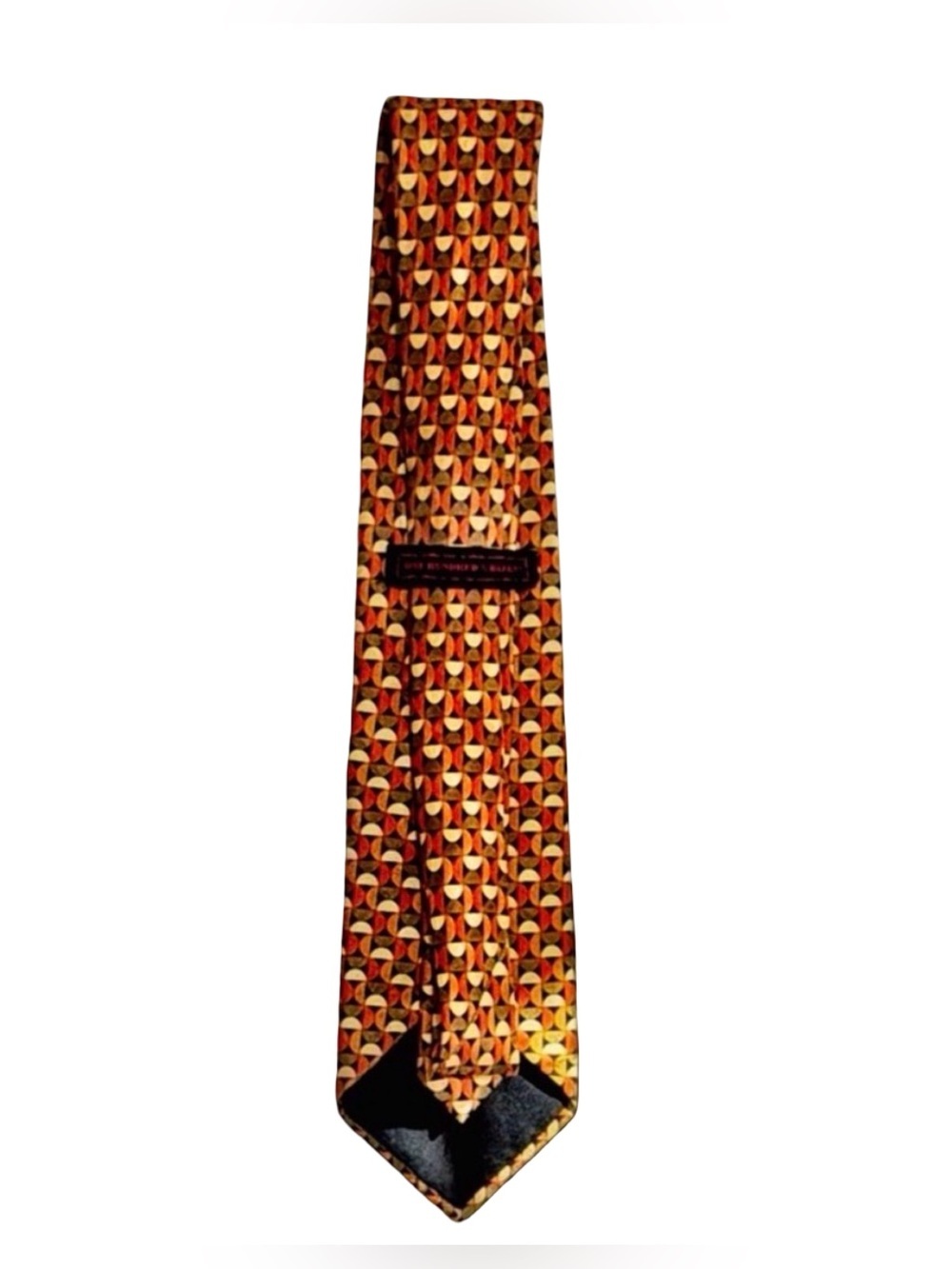 Bijan Silk Tie - Multicolor Gold & Burnt Orange Pattern - Luxury Neckwear - Picture 3 of 11